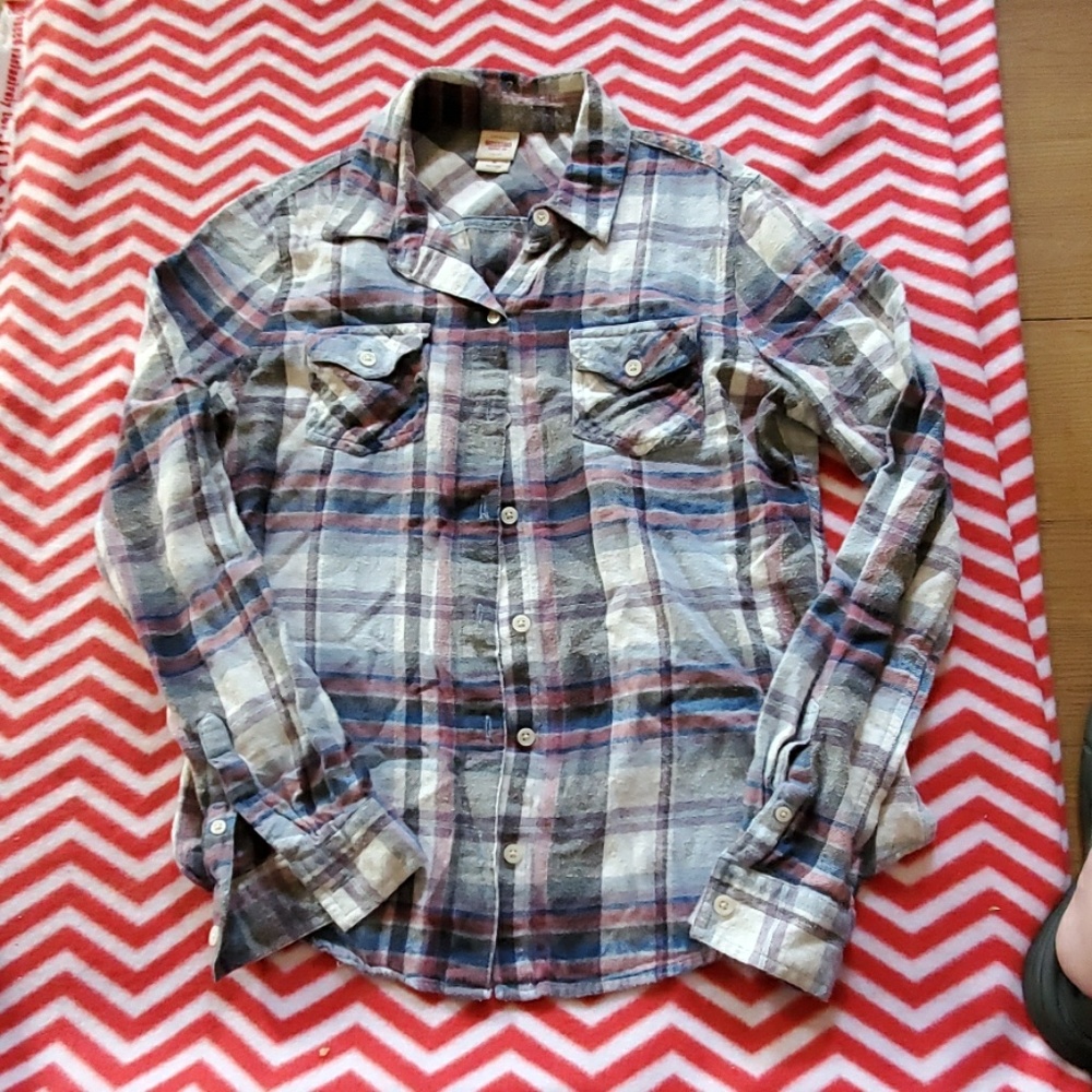 Light blue and red flannel